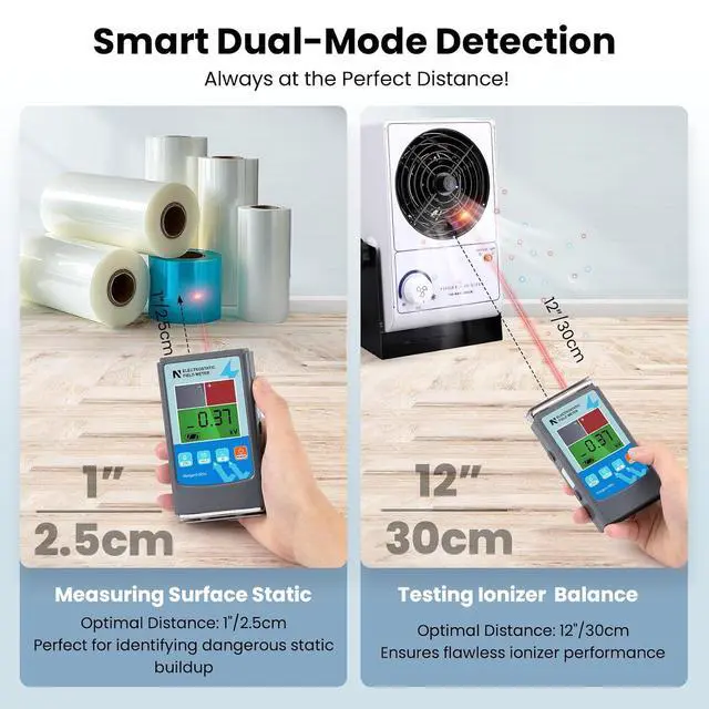Alt view image 3 of 7 - FMX-003 Static Meter 0~20KV Electrostatic Field Meter ESD Test Meter 0~200V Ion Balance Tester for Electronics & Manufacturing & Laboratory