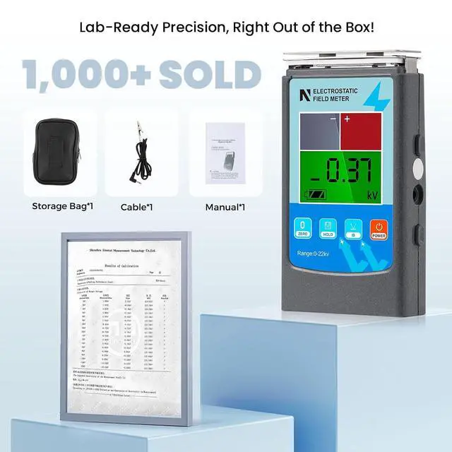Alt view image 7 of 7 - FMX-003 Static Meter 0~20KV Electrostatic Field Meter ESD Test Meter 0~200V Ion Balance Tester for Electronics & Manufacturing & Laboratory