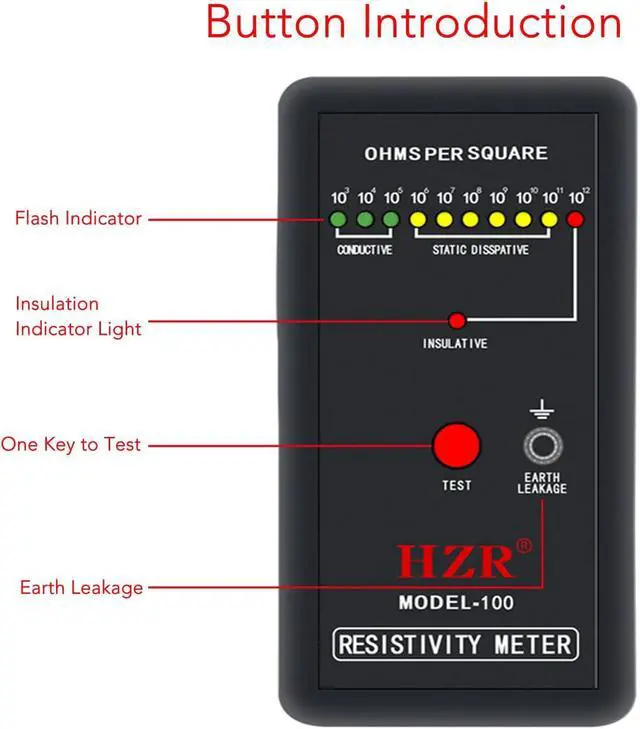 Alt view image 2 of 7 - Digital Static Electricity Tester - Precise Measuring Instrument Electrostatic Analyzer Self Calibration Resistivity Tester