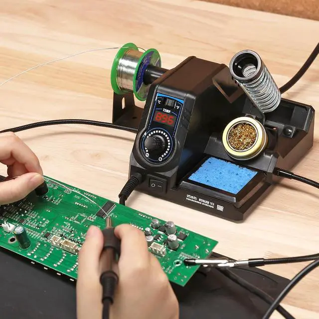 Alt view image 7 of 7 - 926LED V3 Entry-Level 60W Soldering Station Iron Kit in Black with Temperature Control includes Helping Hands, Lead-Free Solder, 6 Soldering Tips, ESD-Safe Tweezers, Sleep Mode