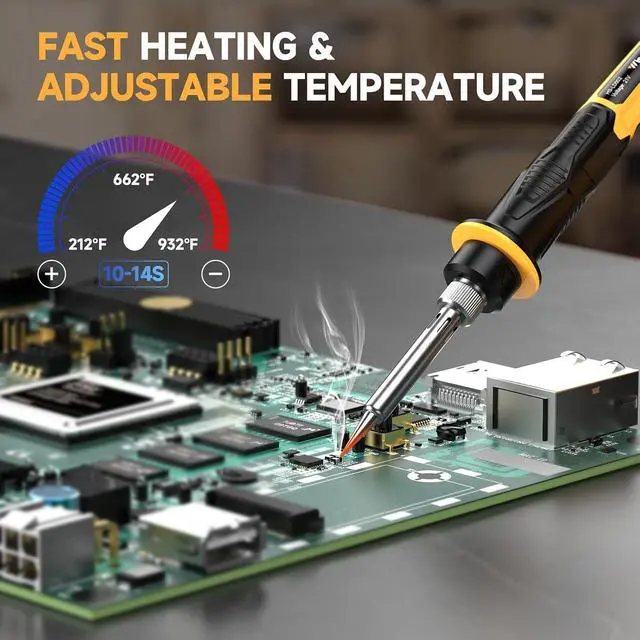 Alt view image 3 of 7 - Cordless Soldering Station for Dewalt 20V Max Battery - with 2 Auxiliary Helpers Electric Digital LCD Display Soldering Iron Station Fast Heating Up Soldering Station for Appliance Repair (Tool Only)