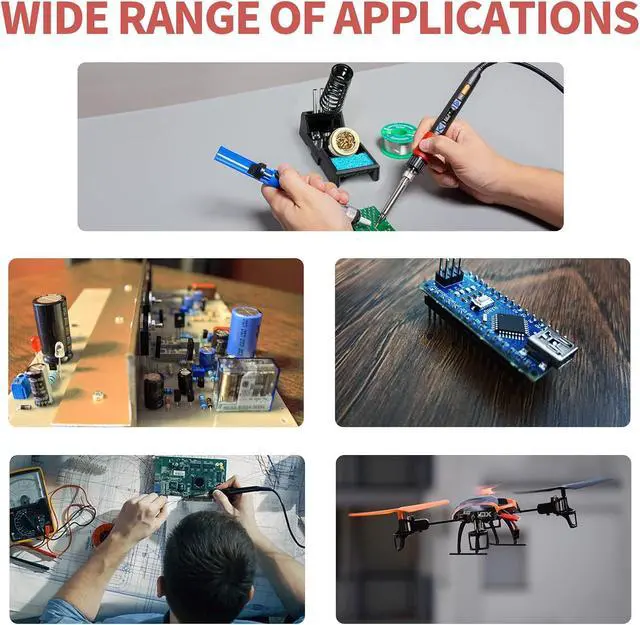 Alt view image 7 of 7 - 928D-III Soldering Iron,110W High Power, Fully Digital Display °F /°C- Temperature Control Soldering Tool, Accurate 194~896°F, with ON/OFF Switch, Iron Tip, Brass Wool, Automatic Sleep Mode