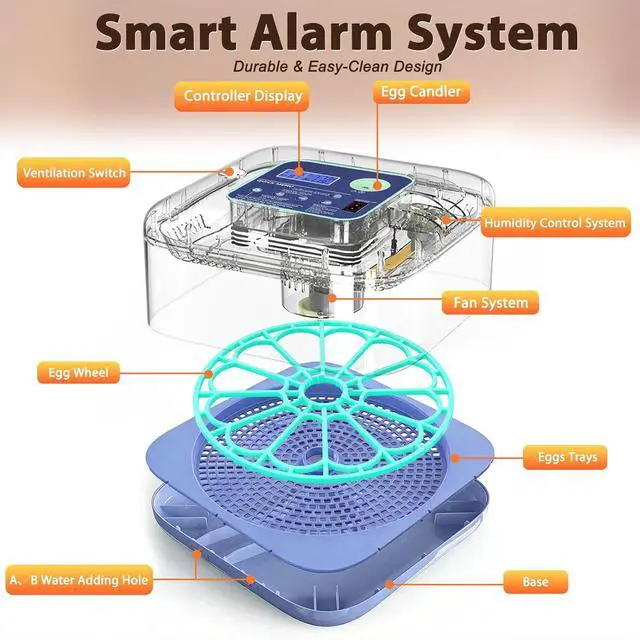 Alt view image 7 of 7 - Incubators for Hatching Eggs, 12-24 Egg Digital Incubator with Smart Temperature & Humidity Control, Auto Egg Turner, Egg Candler, Poultry Hatcher for Chicken Eggs, Ducks, Goose, Quail Eggs