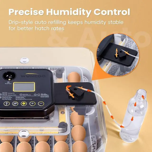 Alt view image 4 of 7 - 48 Incubators for Hatching Eggs, Egg Incubator with Automatic Egg Turning and Humidity Control, Temp Control, Egg Candler, Auto Water Refilling, Incubator for Chicken Eggs, Duck and Quail Eggs