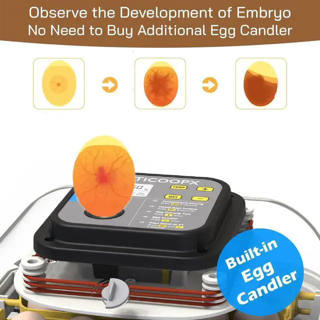 Alt view image 4 of 6 - 20 Egg Incubator with Humidity Display, Egg Candler, Automatic Egg Turner, for Hatching Chickens