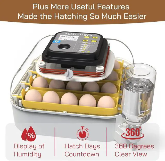 Alt view image 6 of 6 - 20 Egg Incubator with Humidity Display, Egg Candler, Automatic Egg Turner, for Hatching Chickens