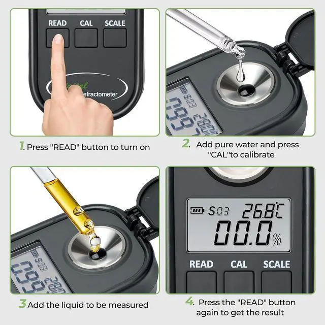 Alt view image 4 of 7 - Digital Salinity Refractometer Salinity Meter Salt Meter Range 0-28%, Specific Gravity 1.000-1.217