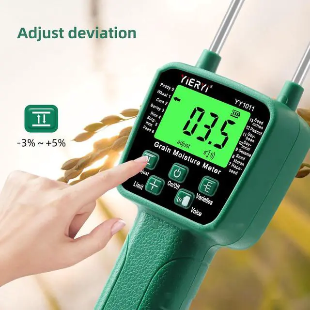 Alt view image 4 of 7 - Hay Moisture Tester Meter, Portable Digital Probe Tester with LCD, Grain moisture meter High-precision meter for rice, wheat, corn, rice and 14 other crops Voice broadcast water meter