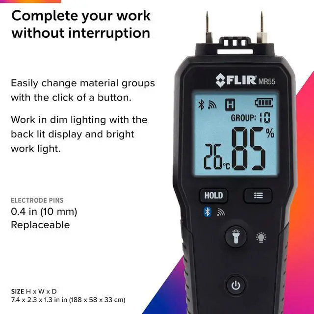 Alt view image 5 of 7 - MR55 - Pin Moisture Meter with Bluetooth for Instant Data Sharing via The Tools Mobile app. | Pin-based moisture, Tools Mobile app, instant data sharing, remediation, pest control, inspection