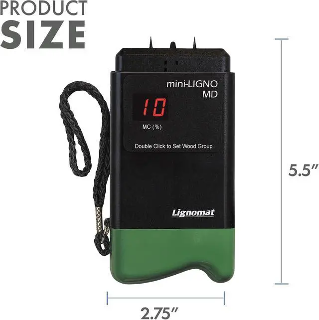 Alt view image 2 of 7 - Mini-Ligno MD - Pin Moisture Meter - Humidity Detection & Wood Moisture Meter for Wall, Home Construction, Water Damage - Made for Hobbyist Woodworkers - Easy to Use, Reliable, and Durable