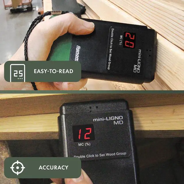 Alt view image 4 of 7 - Mini-Ligno MD - Pin Moisture Meter - Humidity Detection & Wood Moisture Meter for Wall, Home Construction, Water Damage - Made for Hobbyist Woodworkers - Easy to Use, Reliable, and Durable