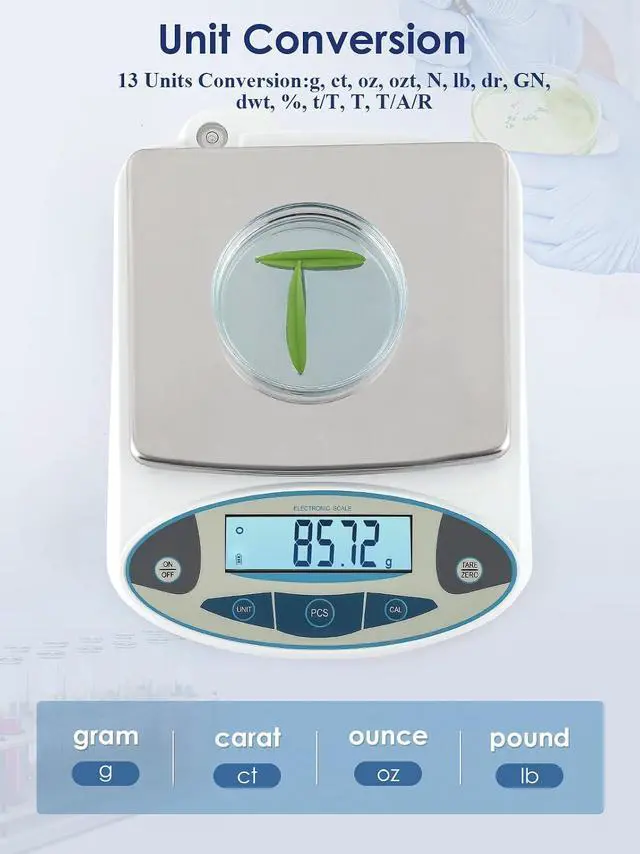 Alt view image 3 of 7 - Lab Scale 5000gX0.01 Gram High Precision Laboratory Balance Electronic Scientific Weighing Scale Without Calibration Weight