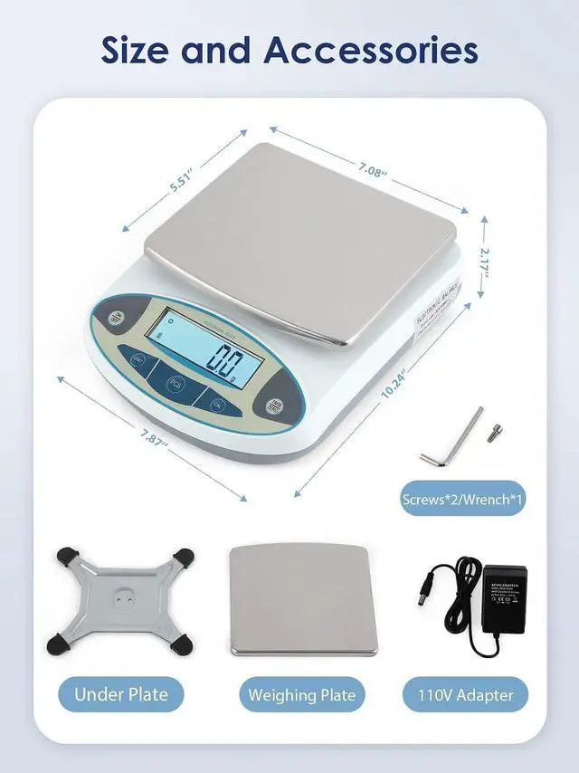 Alt view image 6 of 7 - Lab Scale 5000gX0.01 Gram High Precision Laboratory Balance Electronic Scientific Weighing Scale Without Calibration Weight