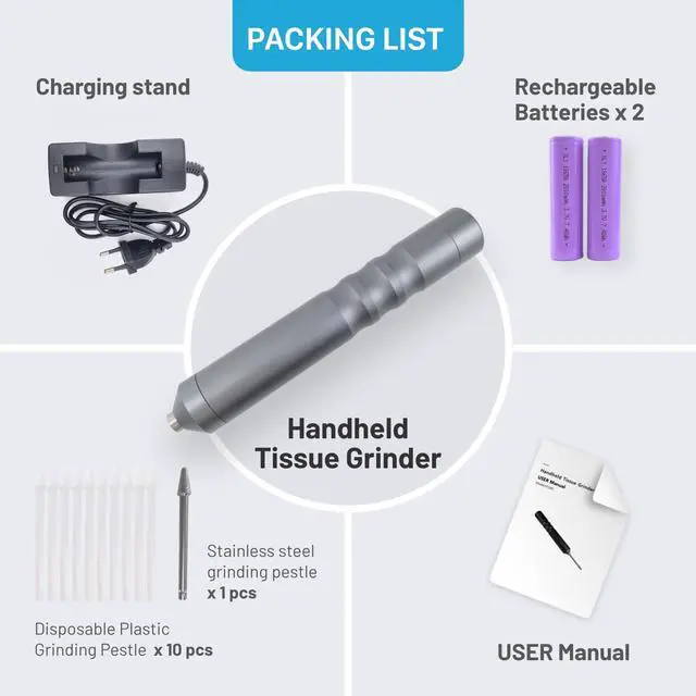 Alt view image 7 of 7 - Mini Handheld Tissue Grinder 12000rpm Speed 3.7V,Micro Homogenizer 1.5ml/2ml/5ml Grinding Tissue for homogenization