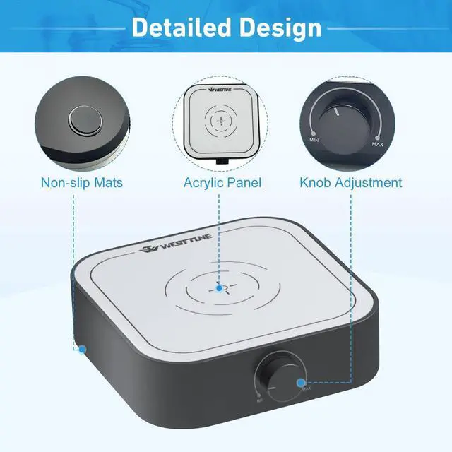 Alt view image 3 of 6 - Rechargeable 3000rpm Magnetic Stirrer Mixer with Stir Bar, Brushless DC Motor Max 3000ml Magnetic Stir Plate MixerNo Hot)