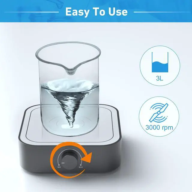 Alt view image 4 of 6 - Rechargeable 3000rpm Magnetic Stirrer Mixer with Stir Bar, Brushless DC Motor Max 3000ml Magnetic Stir Plate MixerNo Hot)