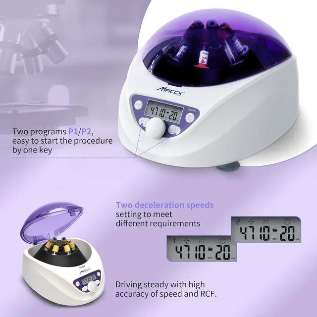 Alt view image 6 of 7 - Lab PRP Benchtop Centrifuge Machine, Speed Range from 300-5000RPM, Rotor for 1.5-5mL/7mL/10mL/15mL/ x6 Tubes, Max. RCF 2600xg Low Speed PRF Benchtop Centrifuge, CEN-001