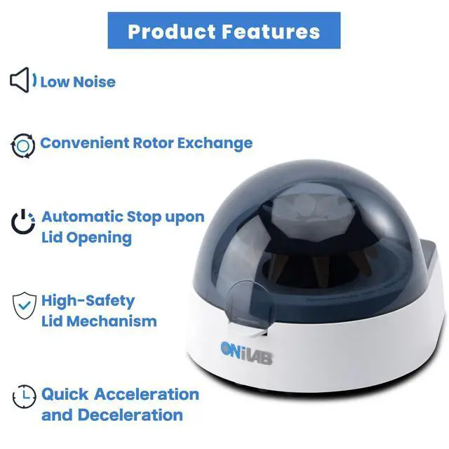 Alt view image 4 of 7 - 's Scientific Mini Centrifuge 7000RPM, 2680 x g RCF, Lab Benchtop Centrifuge with 2 Rotors for 8 x 0.2/0.5/1.5/2.0ml and 0.2mL×32 PCR Strips, Low Noise45dB, 100-240V((ONLY for MICROTUBES)
