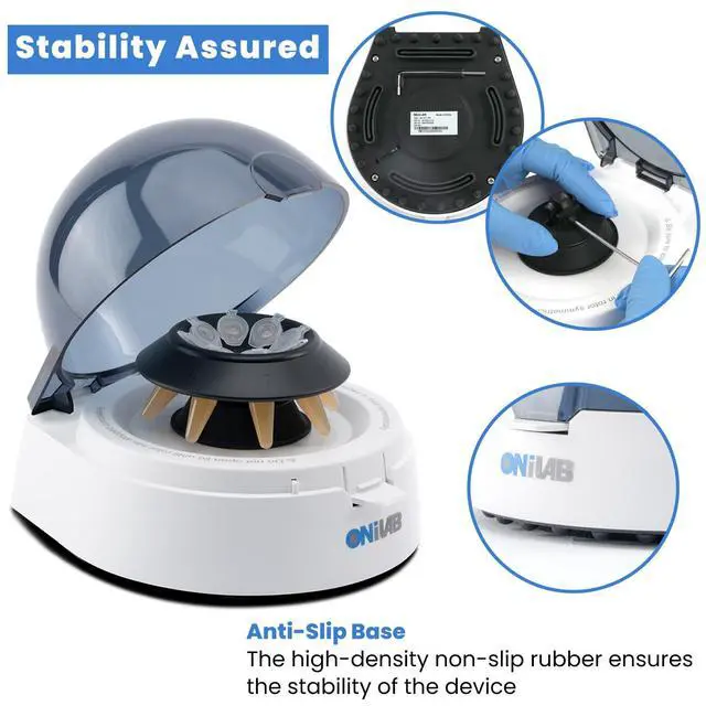 Alt view image 6 of 7 - 's Scientific Mini Centrifuge 7000RPM, 2680 x g RCF, Lab Benchtop Centrifuge with 2 Rotors for 8 x 0.2/0.5/1.5/2.0ml and 0.2mL×32 PCR Strips, Low Noise45dB, 100-240V((ONLY for MICROTUBES)