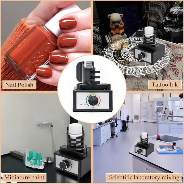 Alt view image 6 of 7 - Hands-Free Model Paint Shaker,Mini Adjustable Speed Vortex Mixer Machine for Acrylic Paints,Tattoo Ink,Nail Polish,Eyelash Glue Adhesives,Pigment,Testing Tubes