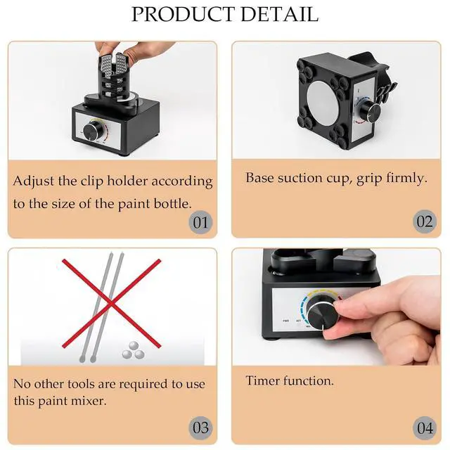 Alt view image 7 of 7 - Hands-Free Model Paint Shaker,Mini Adjustable Speed Vortex Mixer Machine for Acrylic Paints,Tattoo Ink,Nail Polish,Eyelash Glue Adhesives,Pigment,Testing Tubes