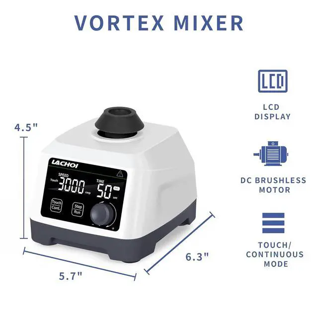 Alt view image 3 of 7 - Lab Vortex Mixer 100-3000rpm LCD Dispaly with Touch & Continuous Function Speed Lab Vortex Mixer with Timing Function Lab Vortex Shaker