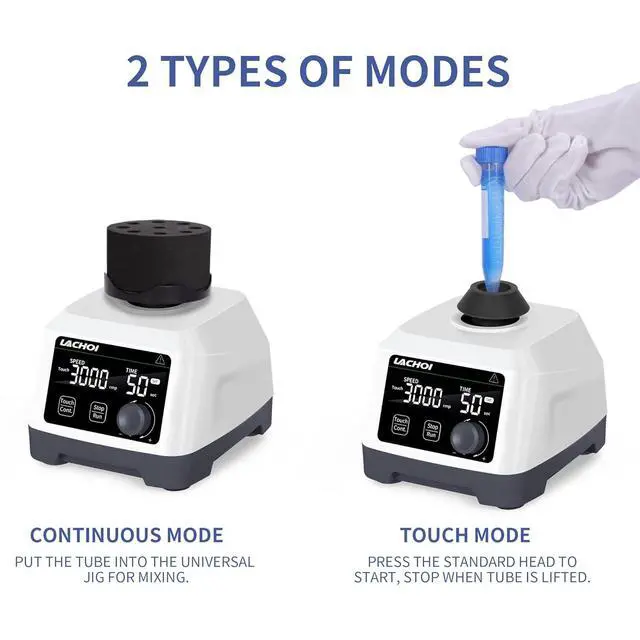 Alt view image 5 of 7 - Lab Vortex Mixer 100-3000rpm LCD Dispaly with Touch & Continuous Function Speed Lab Vortex Mixer with Timing Function Lab Vortex Shaker