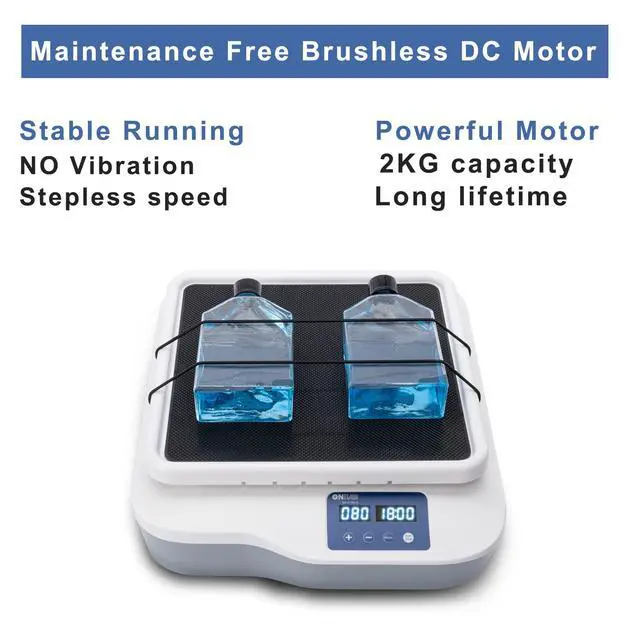 Alt view image 4 of 7 - Digital Orbital Shaker Adjustable Speed 40-200RPM,Capacity 2KGS, Orbital Rotator Shaker with Continuous Mode(Set time to Zero) or Timer Mode, LCD Display Speed and time, Labs and Classrooms