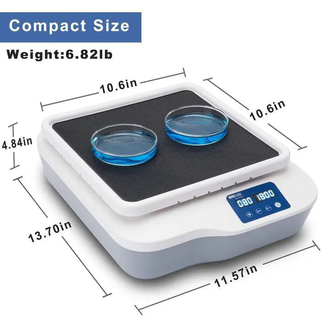 Alt view image 7 of 7 - Digital Orbital Shaker Adjustable Speed 40-200RPM,Capacity 2KGS, Orbital Rotator Shaker with Continuous Mode(Set time to Zero) or Timer Mode, LCD Display Speed and time, Labs and Classrooms