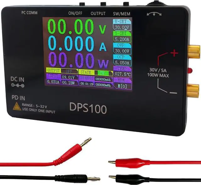 Main image of 30V 5A Adjustable DC Power Supply with Dual Digital Waveform Modes | Mini portable switching power supply, compact size, low noise, suitable for electronics lab, repair bench and school teaching