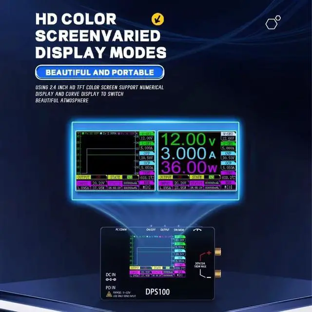 Alt view image 3 of 7 - 30V 5A Adjustable DC Power Supply with Dual Digital Waveform Modes | Mini portable switching power supply, compact size, low noise, suitable for electronics lab, repair bench and school teaching
