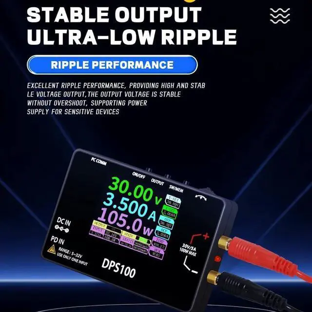 Alt view image 7 of 7 - 30V 5A Adjustable DC Power Supply with Dual Digital Waveform Modes | Mini portable switching power supply, compact size, low noise, suitable for electronics lab, repair bench and school teaching