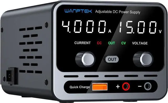 Main image of DC Power Supply, 0-15V/0-4A Adjustable High-Precision 4-Digit LED Display with Output Button and USB Port Lab Power Supply for Labs, Electronics DIY, and Repair