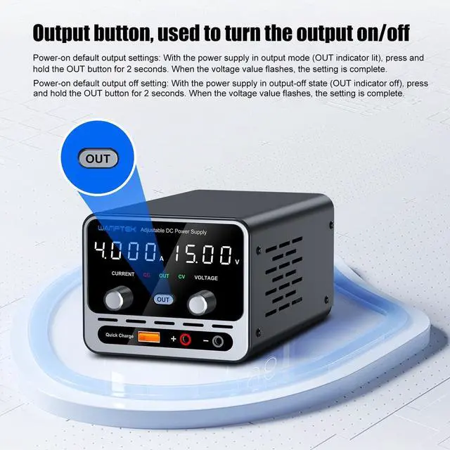 Alt view image 3 of 7 - DC Power Supply, 0-15V/0-4A Adjustable High-Precision 4-Digit LED Display with Output Button and USB Port Lab Power Supply for Labs, Electronics DIY, and Repair