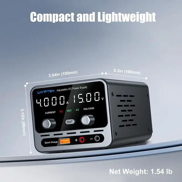 Alt view image 5 of 7 - DC Power Supply, 0-15V/0-4A Adjustable High-Precision 4-Digit LED Display with Output Button and USB Port Lab Power Supply for Labs, Electronics DIY, and Repair