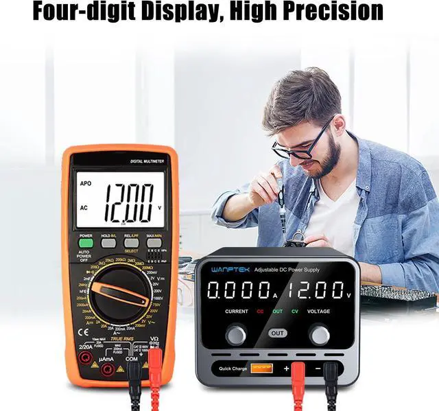Alt view image 7 of 7 - DC Power Supply, 0-15V/0-4A Adjustable High-Precision 4-Digit LED Display with Output Button and USB Port Lab Power Supply for Labs, Electronics DIY, and Repair