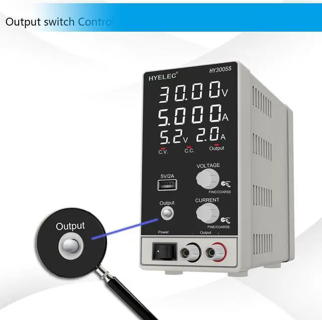 Alt view image 3 of 7 - DC Power Supply Variable 30V 5A, Adjustable Switching Regulated Power Supply with 4-Digit LED Display, Coarse and Fine Adjustments,5V2A USB Interface,110V Input Voltage
