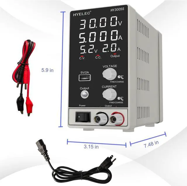Alt view image 6 of 7 - DC Power Supply Variable 30V 5A, Adjustable Switching Regulated Power Supply with 4-Digit LED Display, Coarse and Fine Adjustments,5V2A USB Interface,110V Input Voltage