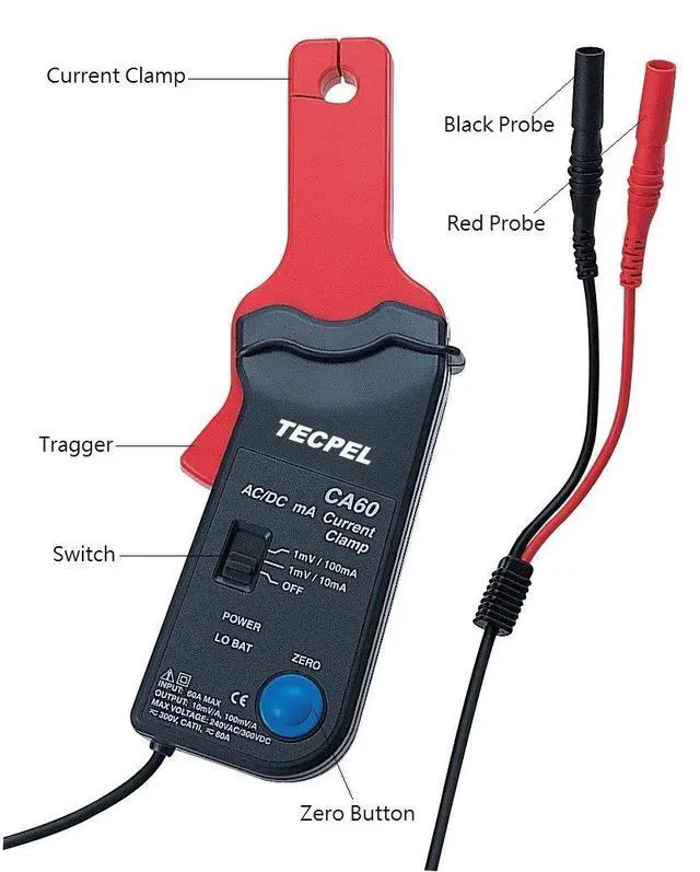 Alt view image 2 of 5 - CA-60 AC/DC Current clamp Transmitter Probe 60A CA-60