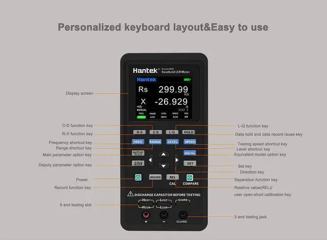 Alt view image 3 of 7 - 1832C LCR Meter Handheld Meter Portable Instrument to Measure The Parameters of The Component with 7 Typical Test Frequency