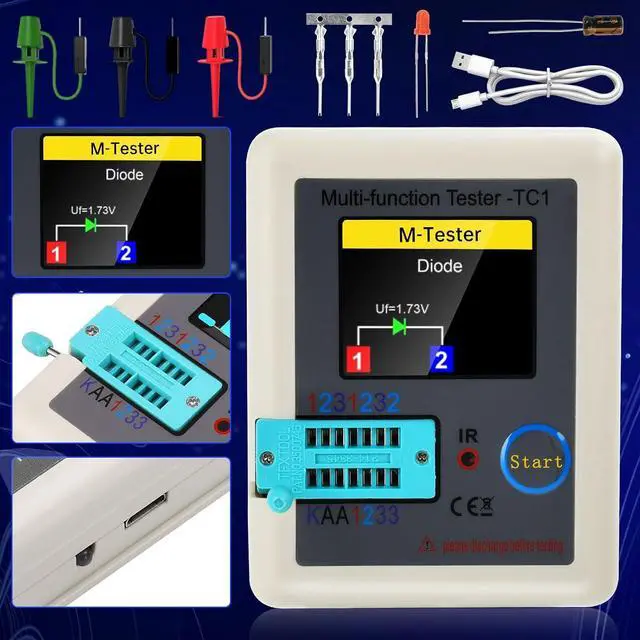 Alt view image 4 of 6 - Transistor Tester LCR Meter LCR-TC1 Multi-Function Transistor Meter ESR Tester with TFT Full Color Display Capacitor Detector for LCR ESR PNP NPN Zener Diode