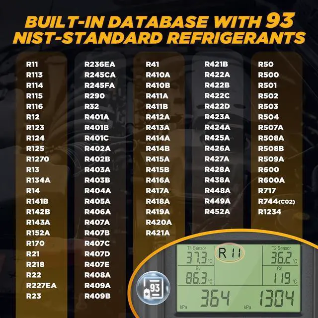 Alt view image 4 of 7 - LM150 Digital HVAC Manifold Gauges - Dual Pressure & Temperature Measurement, Vacuum Level Detection, Refrigerant Identifier with Built-in Database for Air Conditioning & Refrigeration Systems