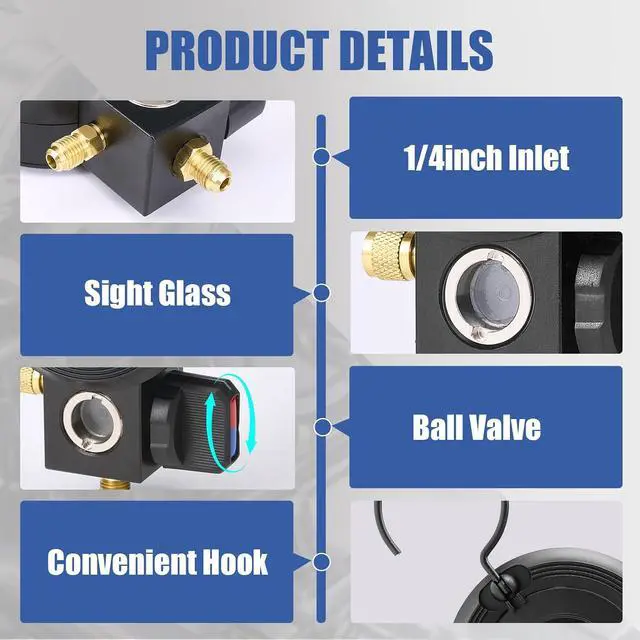 Alt view image 6 of 7 - Digital Gauge HVAC,R134A,R454B,R1234y,R32,R22,R410, Pressure Recharge Manifold Gauge with LCD 24 Kinds Refrigerants Leak Detection AC Single Test Gauges for AC Charging (Blue)