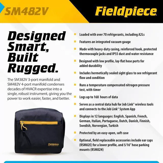 Alt view image 5 of 6 - SM482V Wireless 4-Port SMAN Refrigerant Manifold with Vacuum Gauge Air Conditioning/Refrigerant Digital Gauges for HVAC & Refrigeration | With Vacuum Gauge