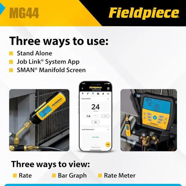 Alt view image 3 of 6 - HVACR Wireless Vacuum Gauge - MG44 - Quick, Accurate Evacuations & Vacuum Readings - Job Link Compatible Long Range HVAC Tool | Quick, Accurate Evacuations & Vacuum Readings