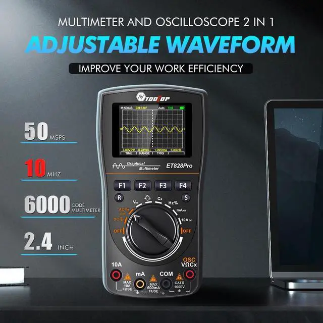 Alt view image 2 of 7 - Oscilloscope Multimeter, 2-in-1 Intelligent Digital Scope Meter Multimeter, Professional LED Handheld Oscilloscope Multimeter with 50Msps A/D Automatic Waveform Capture Function