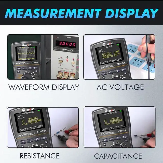 Alt view image 7 of 7 - Oscilloscope Multimeter, 2-in-1 Intelligent Digital Scope Meter Multimeter, Professional LED Handheld Oscilloscope Multimeter with 50Msps A/D Automatic Waveform Capture Function