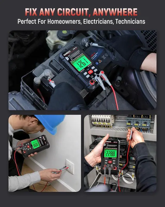 Alt view image 4 of 7 - 3-in-1 Multimeter & Cable Tracer Kit, Auto-Ranging Digital Multimeter with True RMS 4000 Counts, RJ45/RJ11 Wire Tracing & NCV Voltage Detector for Electricians, Home DIY & Auto Repair KMF-01