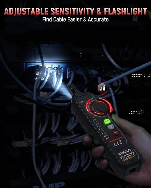 Alt view image 6 of 7 - 3-in-1 Multimeter & Cable Tracer Kit, Auto-Ranging Digital Multimeter with True RMS 4000 Counts, RJ45/RJ11 Wire Tracing & NCV Voltage Detector for Electricians, Home DIY & Auto Repair KMF-01