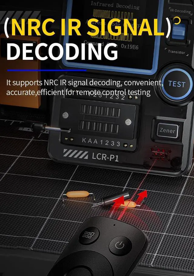 Alt view image 6 of 7 - FNRSI LCR-P1 Transistor Meter Multifunctional Capacitor Tester ESR Diode Triode NPN PNP MOSFET SMD NEC Infrared Decoding Anti-Burn
